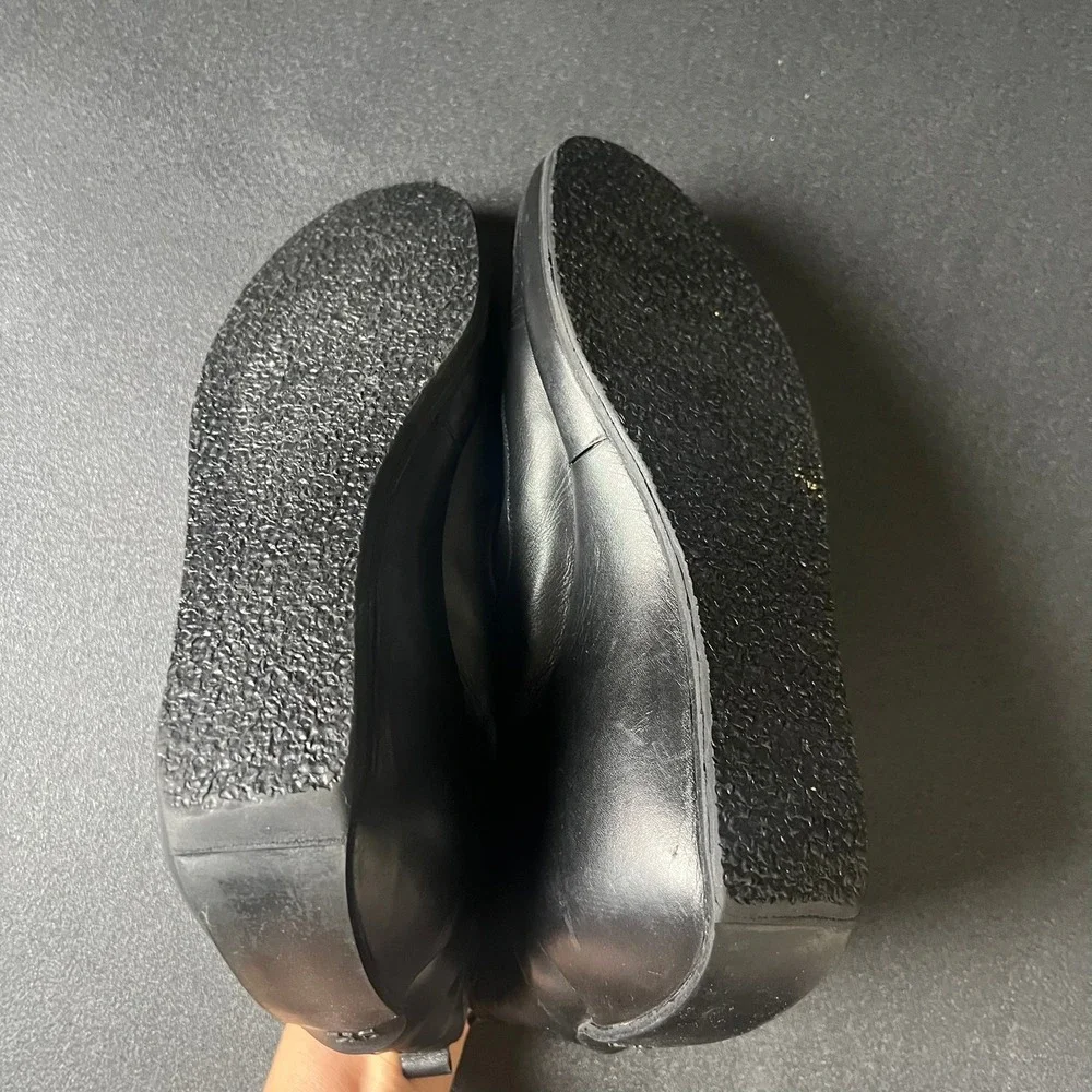 Stephane Kelian Black Leather Neoprene Wedge Ankle Boots 11 France Avant-garde